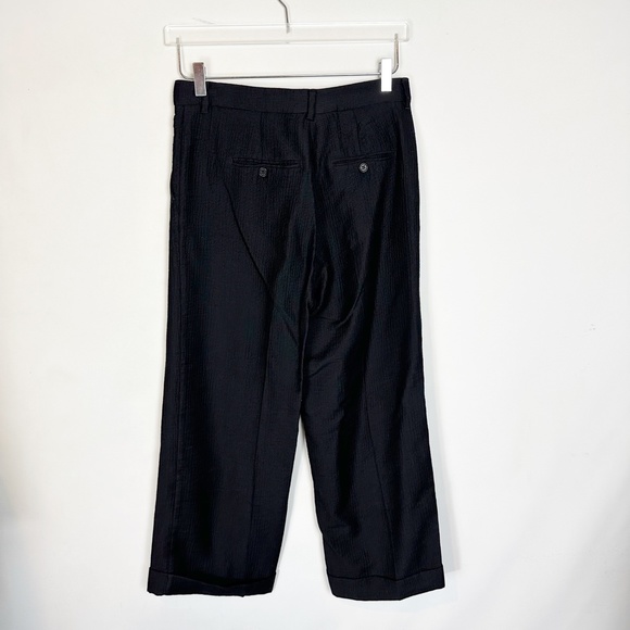 MaxMara Cuffed Wide Leg Textured Black Knit Pants 4 - Picture 2 of 9